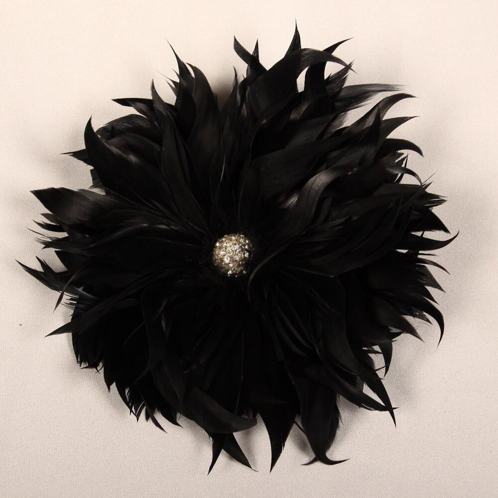 Your Dream Dress Exclusive Black Feather Crystal Hair Flower Headpiece